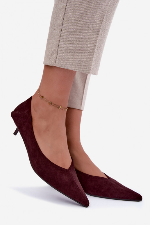 sapatos de salto baixo na cor bordô Joresta