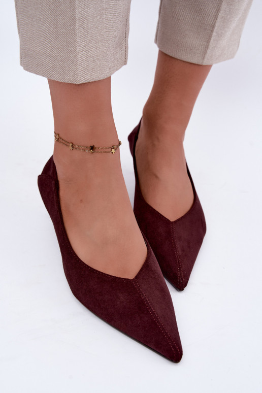 sapatos de salto baixo na cor bordô Joresta