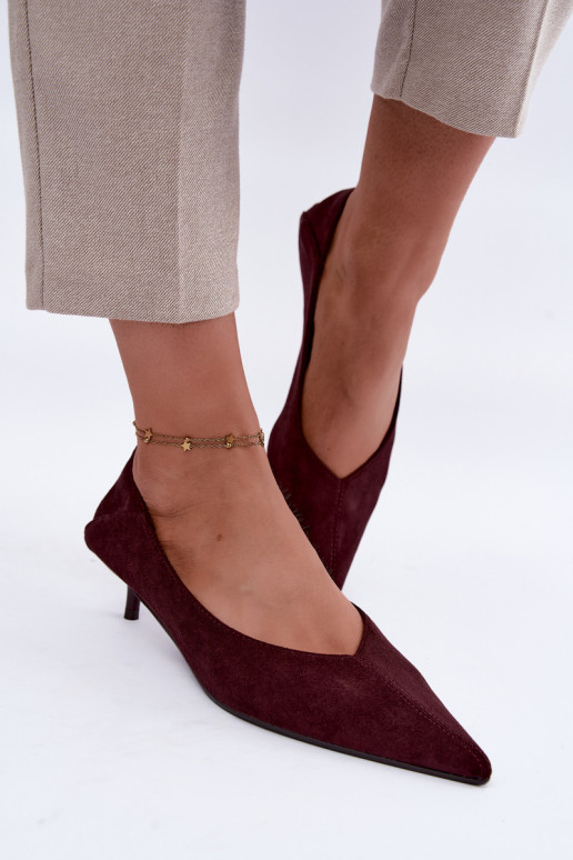 sapatos de salto baixo na cor bordô Joresta