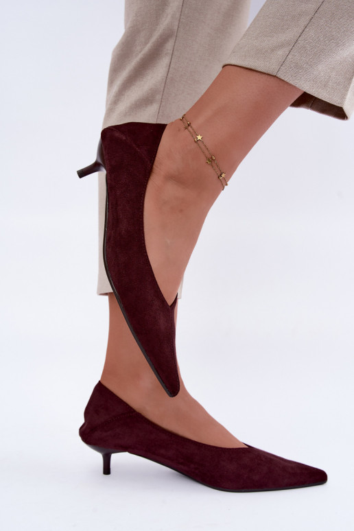 sapatos de salto baixo na cor bordô Joresta