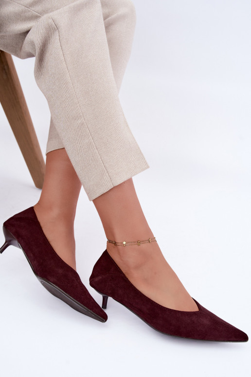 sapatos de salto baixo na cor bordô Joresta