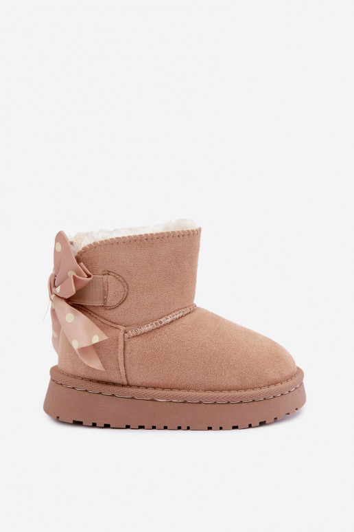botas de neve infantis com laços na cor areia Įjungtavelle