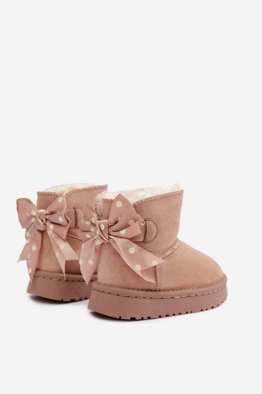 botas de neve infantis com laços na cor areia Įjungtavelle