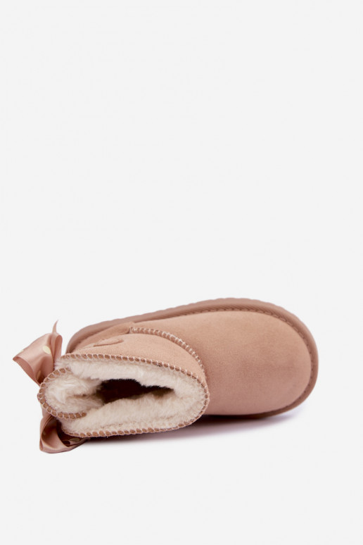 botas de neve infantis com laços na cor areia Įjungtavelle