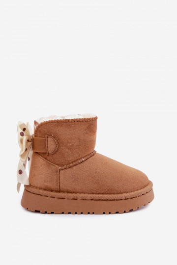 botas de neve infantis com laços na cor marrom Įjungtavelle 2
