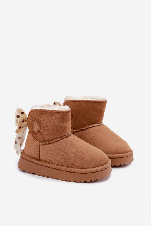 botas de neve infantis com laços na cor marrom Įjungtavelle