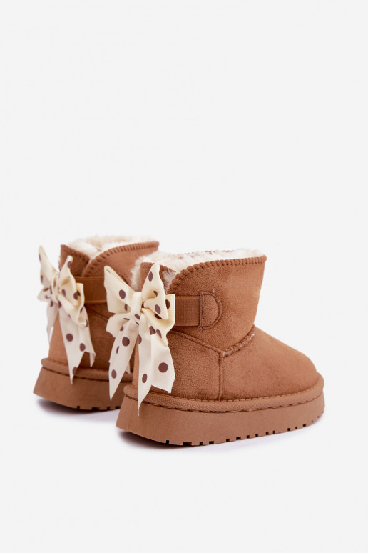 botas de neve infantis com laços na cor marrom Įjungtavelle