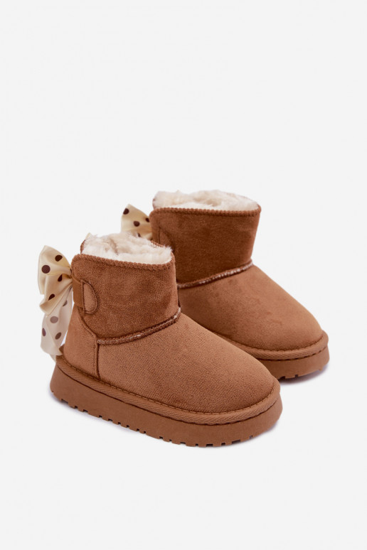 botas de neve infantis com laços na cor marrom Įjungtavelle