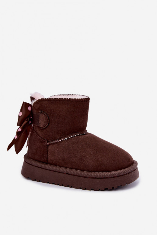 botas de neve infantis com laços na cor chocolate Įjungtavelle