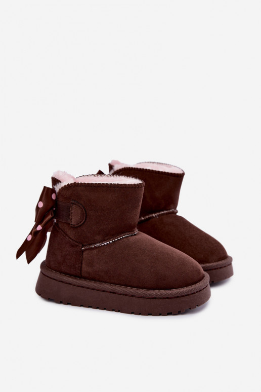 botas de neve infantis com laços na cor chocolate Įjungtavelle