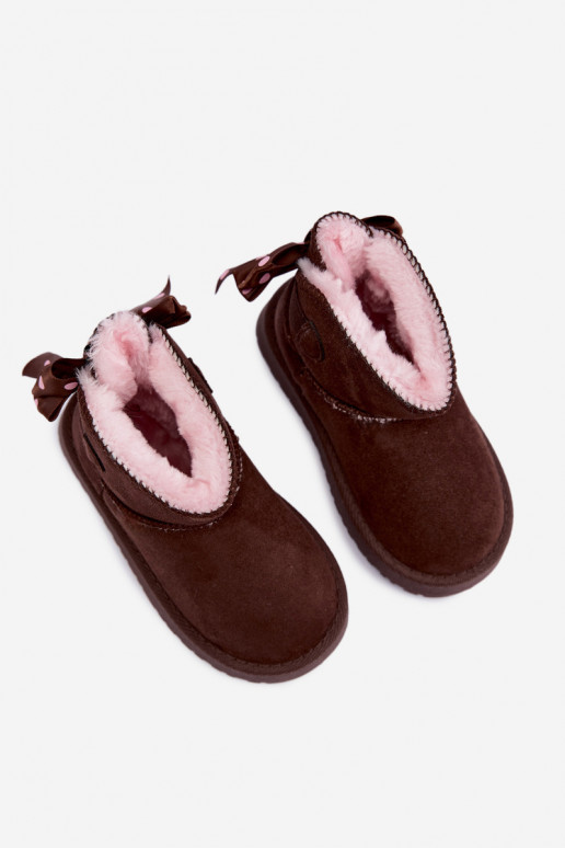 botas de neve infantis com laços na cor chocolate Įjungtavelle