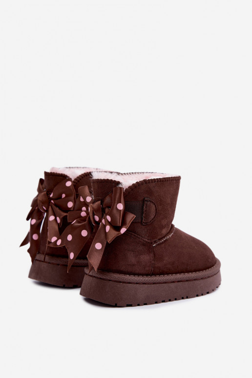 botas de neve infantis com laços na cor chocolate Įjungtavelle