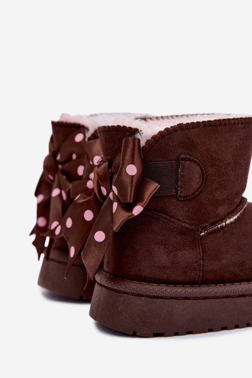 botas de neve infantis com laços na cor chocolate Įjungtavelle
