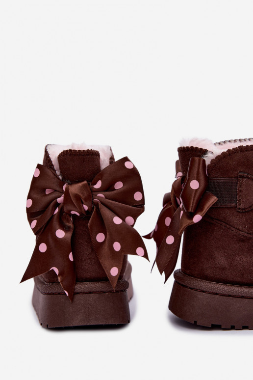 botas de neve infantis com laços na cor chocolate Įjungtavelle