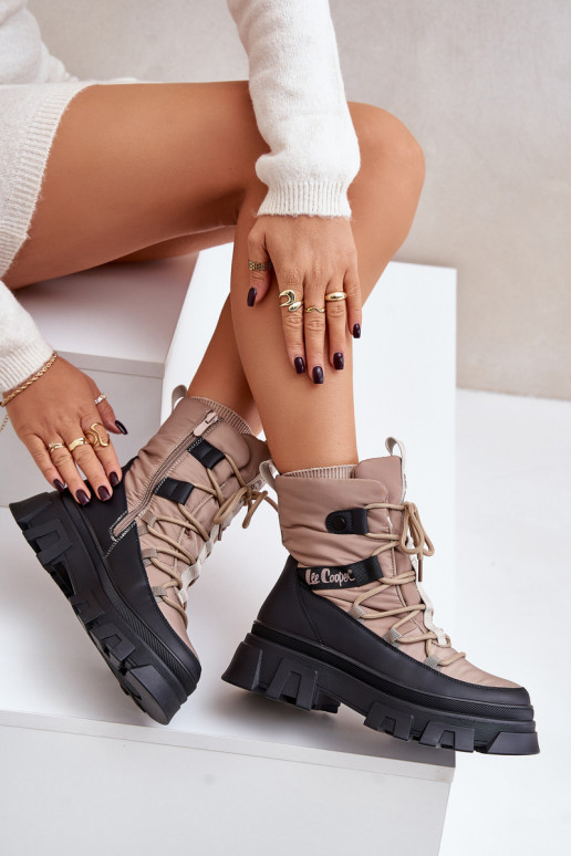Botas de neve bege para mulheres Lee Cooper LCJ-24-47-3143