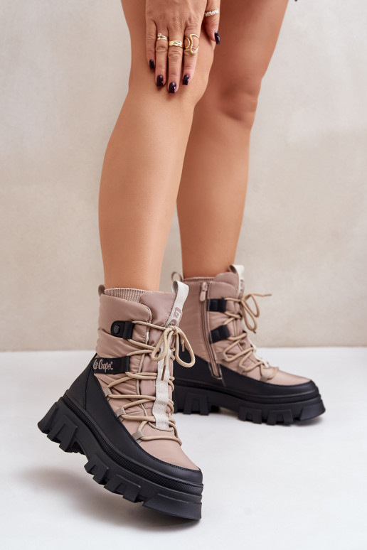 Botas de neve bege para mulheres Lee Cooper LCJ-24-47-3143