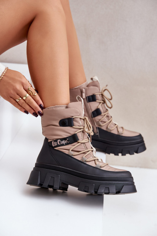 Botas de neve bege para mulheres Lee Cooper LCJ-24-47-3143