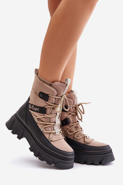Botas de neve bege para mulheres Lee Cooper LCJ-24-47-3143