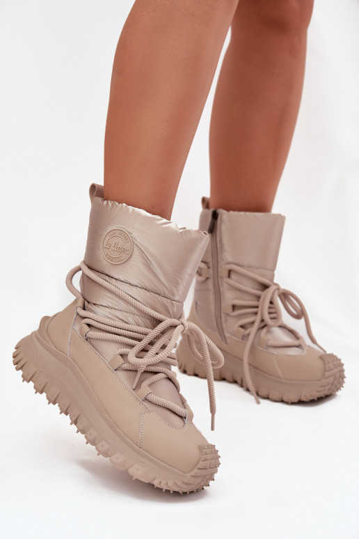 Botas de neve bege e douradas com plataforma Lee Cooper LCJ-25-12-3663