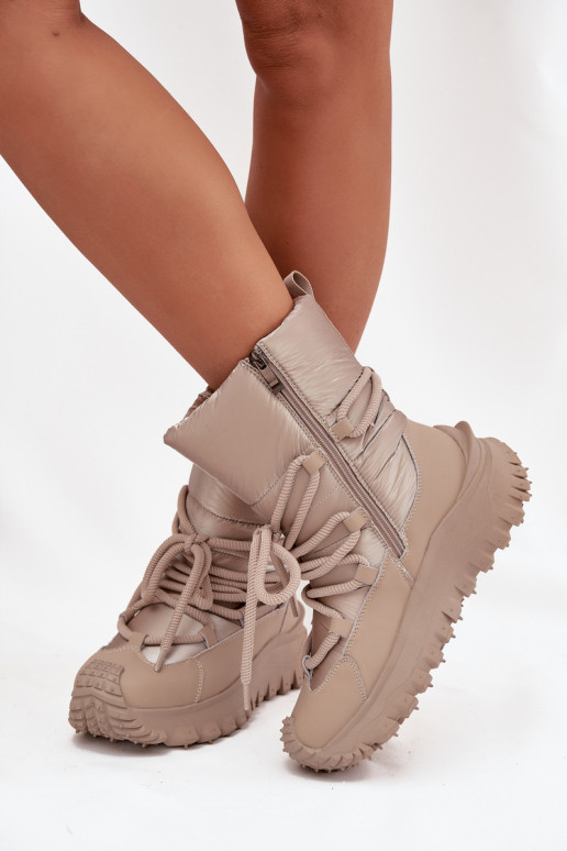 Botas de neve bege e douradas com plataforma Lee Cooper LCJ-25-12-3663