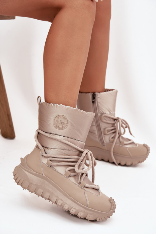 Botas de neve bege e douradas com plataforma Lee Cooper LCJ-25-12-3663
