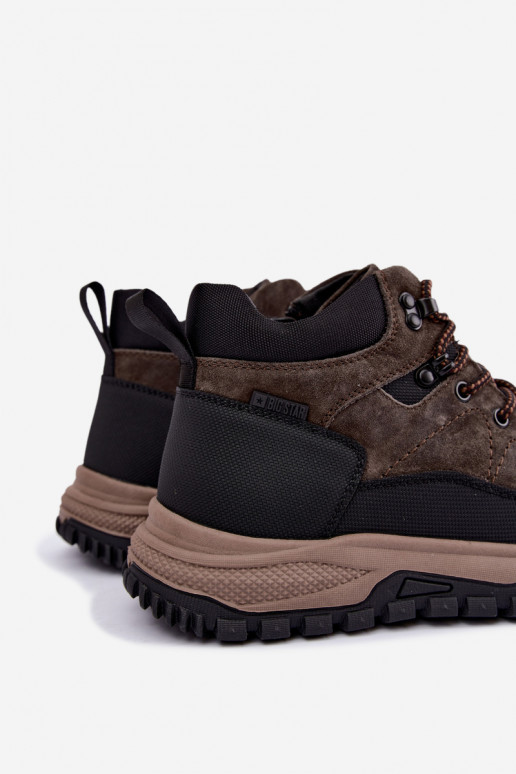 Botas marrons escuras isoladas para homens em camurça sintética Big Star UU174248