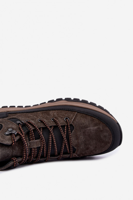 Botas marrons escuras isoladas para homens em camurça sintética Big Star UU174248