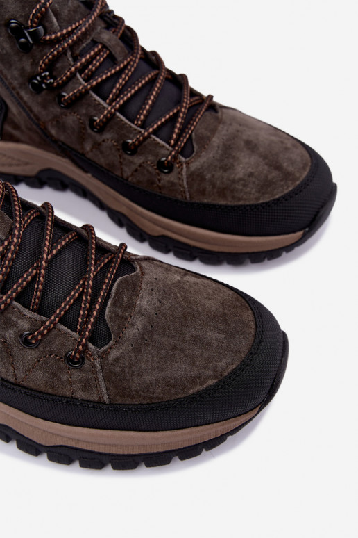 Botas marrons escuras isoladas para homens em camurça sintética Big Star UU174248