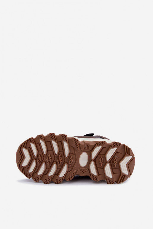 Botas marrons escuras isoladas para crianças com Velcro Big Star UU374006
