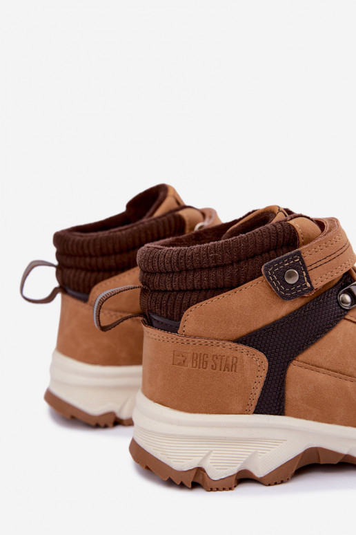 Botas marrons isoladas para crianças com Velcro Big Star UU374005
