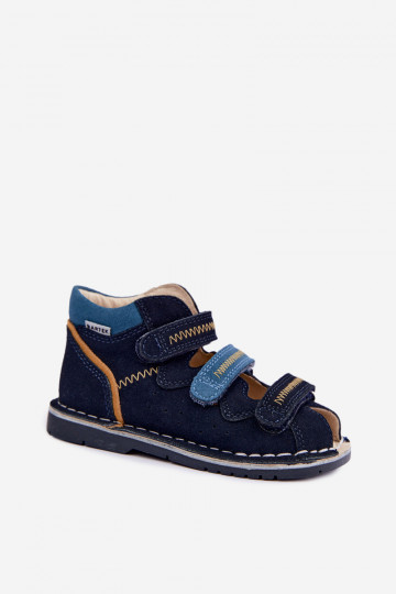 Sandálias femininas para meninos Bartek 8920061 em azul escuro