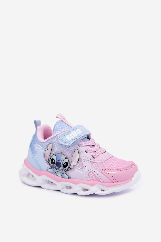 Ténis infantis Stitch com sola brilhante 8703815 em rosa-azul