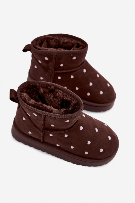 Botas de neve infantis com corações em chocolate Gracina