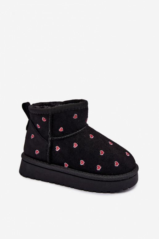 Botas de neve infantis com corações em preto Gracina