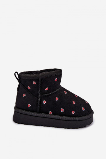 Botas de neve infantis com corações em preto Gracina 2