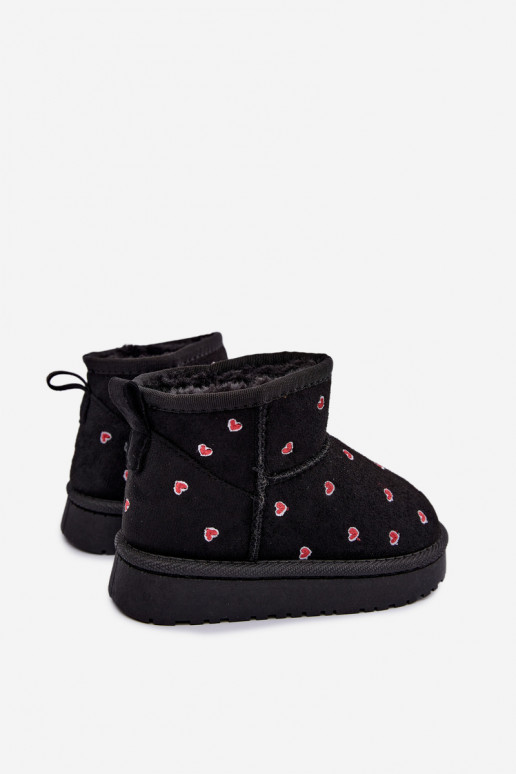Botas de neve infantis com corações em preto Gracina