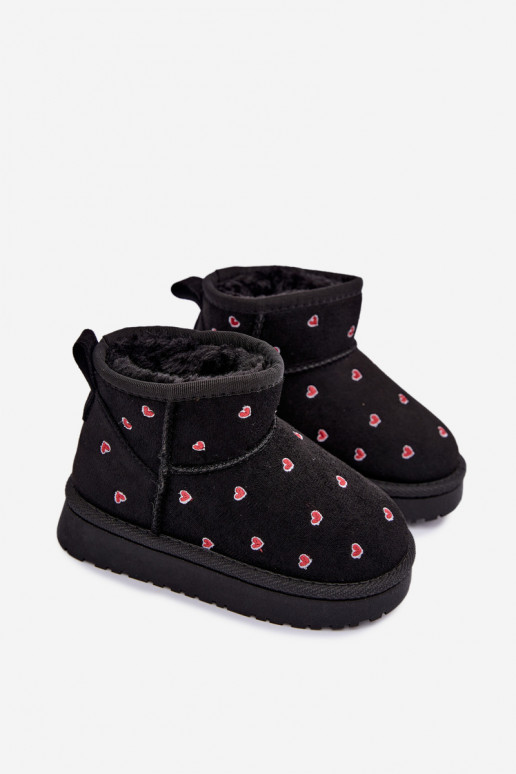 Botas de neve infantis com corações em preto Gracina