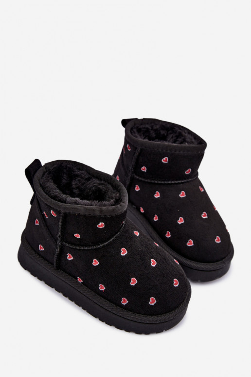 Botas de neve infantis com corações em preto Gracina