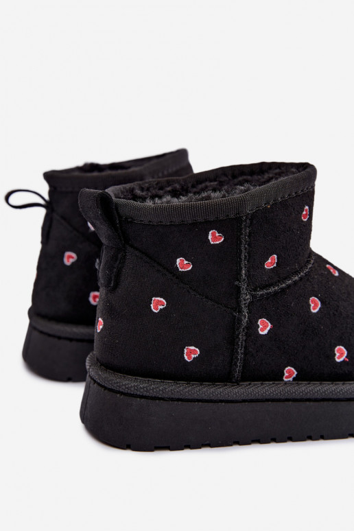 Botas de neve infantis com corações em preto Gracina