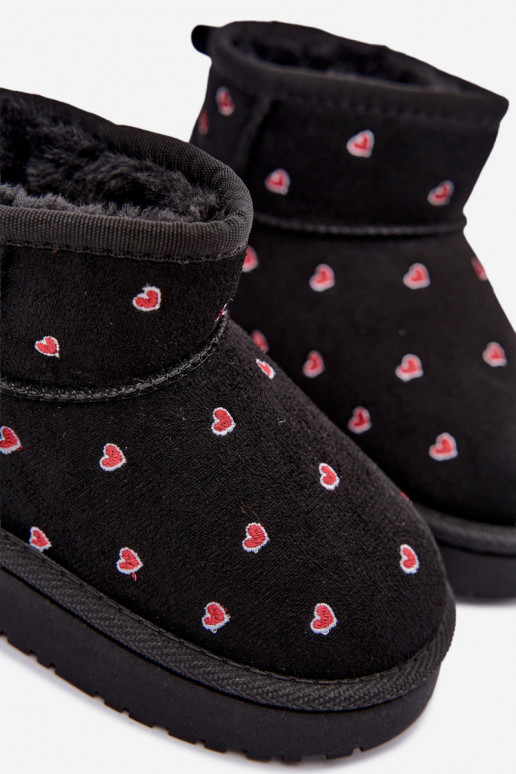 Botas de neve infantis com corações em preto Gracina