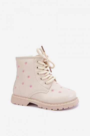 Botas quentes para crianças com flores, cor areia Selmora