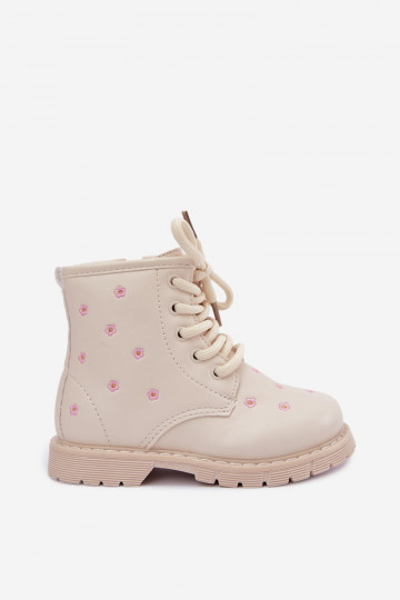 Botas quentes para crianças com flores, cor areia Selmora 2