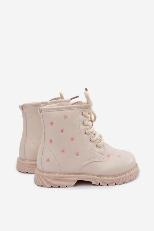 Botas quentes para crianças com flores, cor areia Selmora