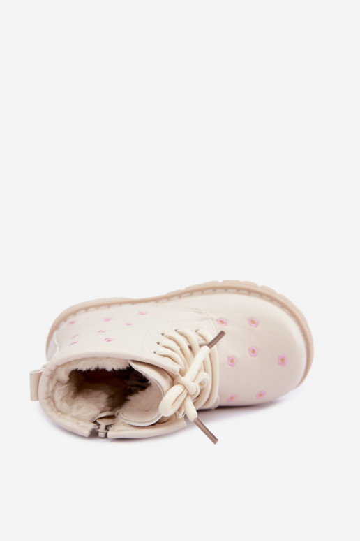 Botas quentes para crianças com flores, cor areia Selmora
