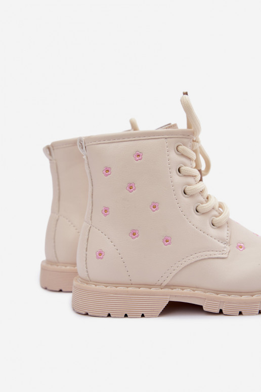 Botas quentes para crianças com flores, cor areia Selmora