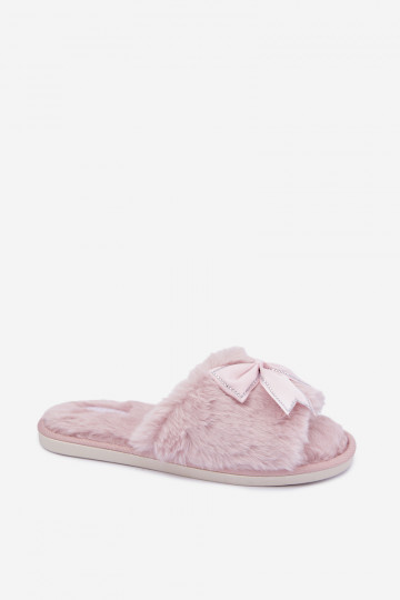 chinelo com pelo e laços na cor rosa Fiamelle