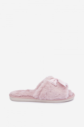 chinelo com pelo e laços na cor rosa Fiamelle 2