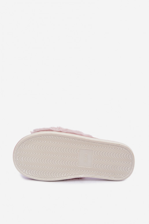 chinelo com pelo e laços na cor rosa Fiamelle