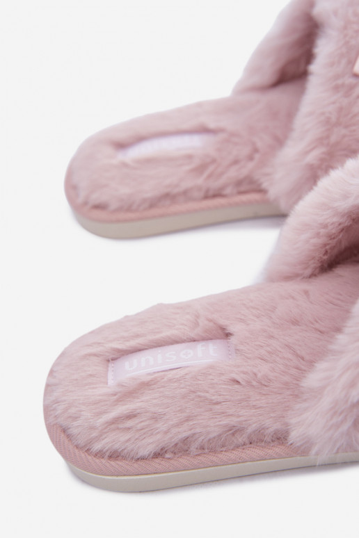 chinelo com pelo e laços na cor rosa Fiamelle