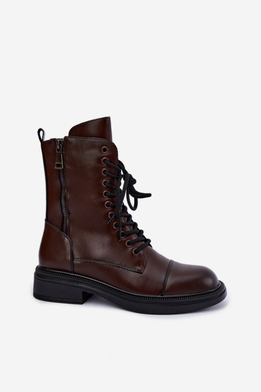botins isolados em couro sintético chocolate Vinceza 86443